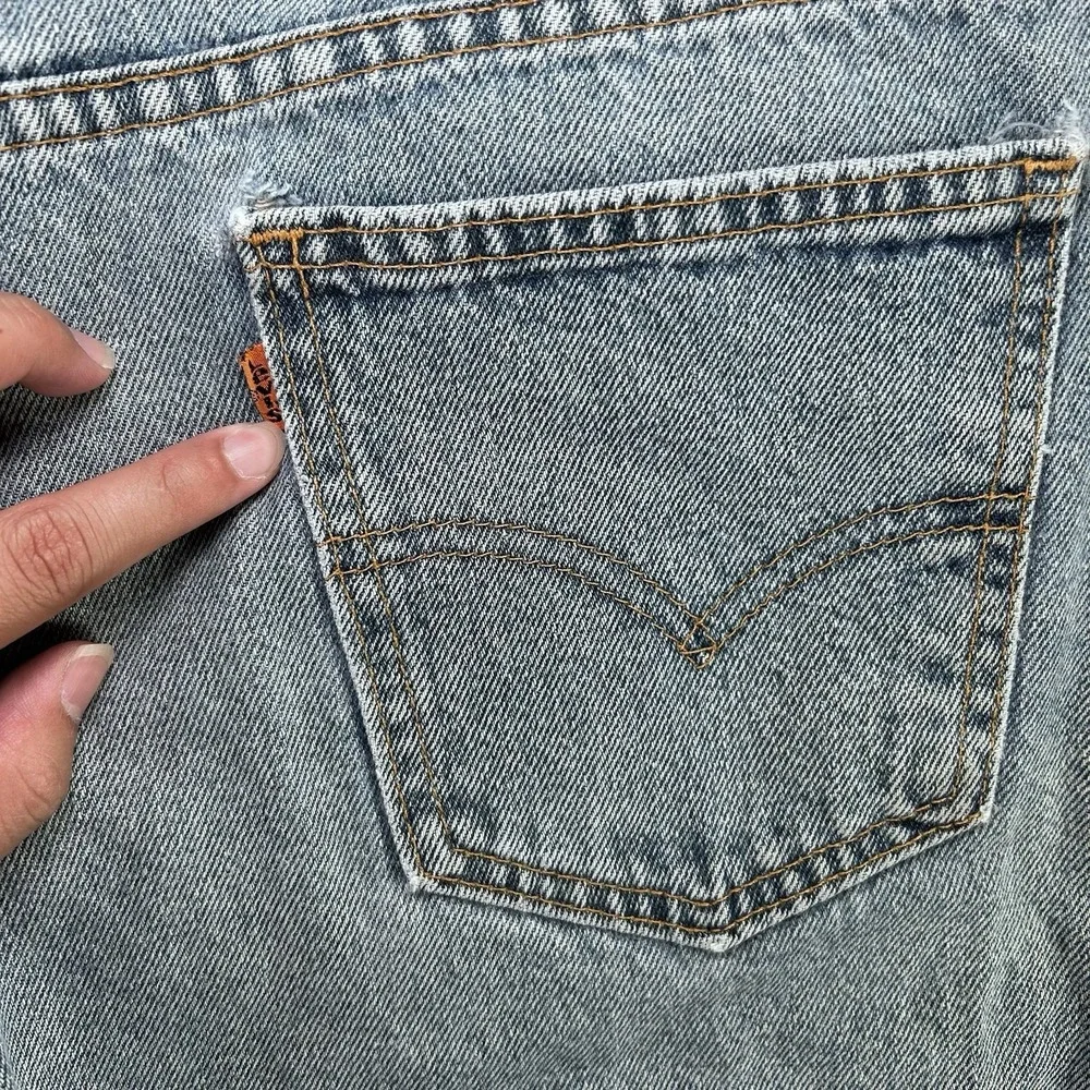 Vintage 90s Levi's 550 Size 34 Relaxed Fit Denim Blue Jeans Orange Tab Shorts